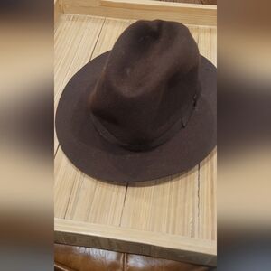 Vintage LL Bean Fedora Hat Brown Wool Felt England Made Classic Small